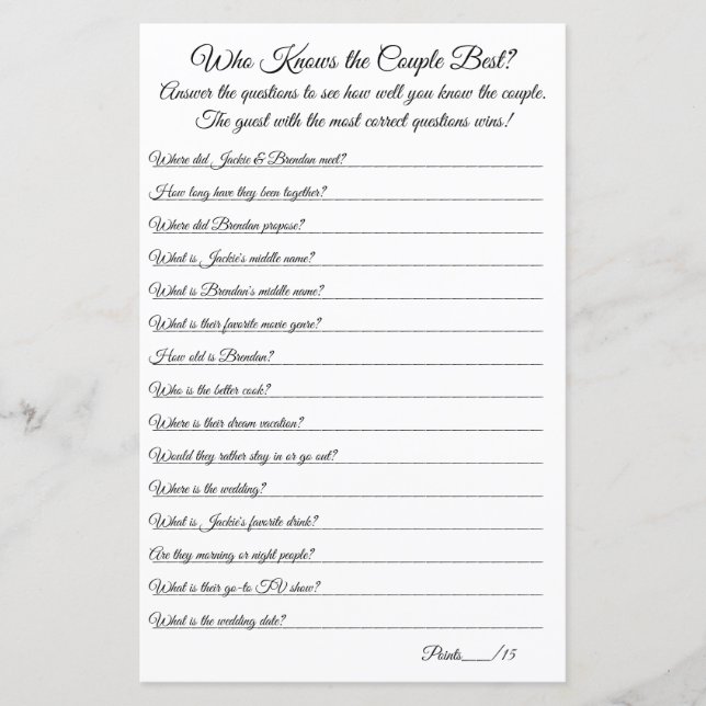 Qui connaît le mieux le couple ? (Devant)