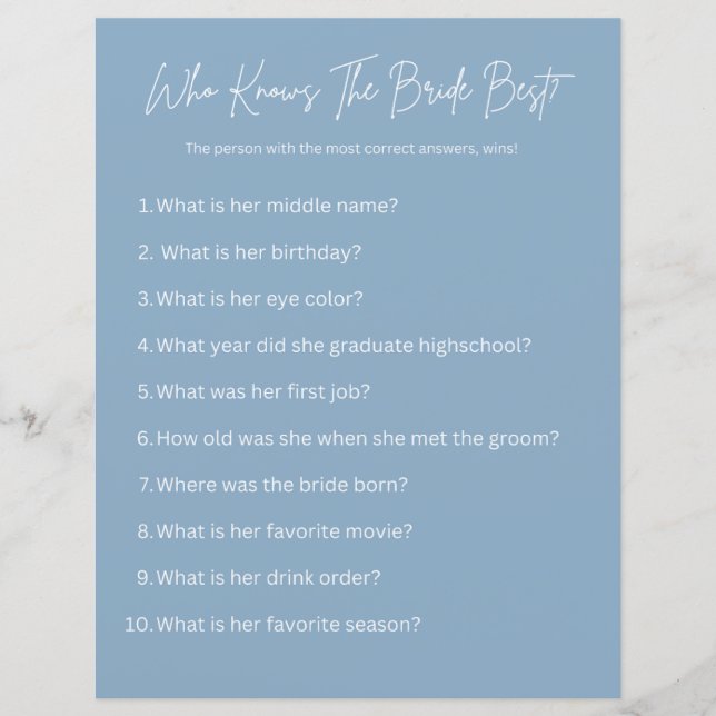 Qui Connaît Le Mieux L'Épouse ? Partie (Devant)