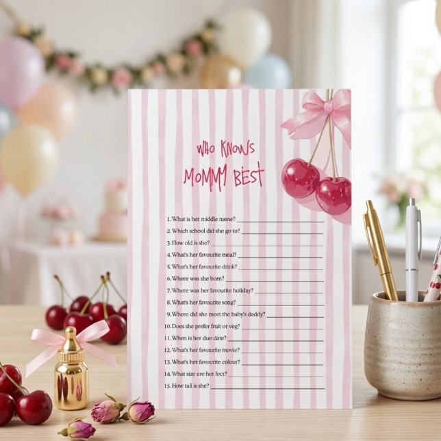 Qui connaît le mieux maman Cherry on Top Pink Bow (Créateur téléchargé)
