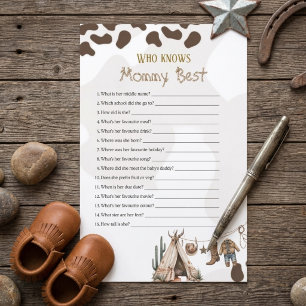 Qui connaît le mieux maman Cowboy baby shower rust