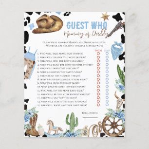 Qui connaît le petit cow-boy Jeu pour baby shower 