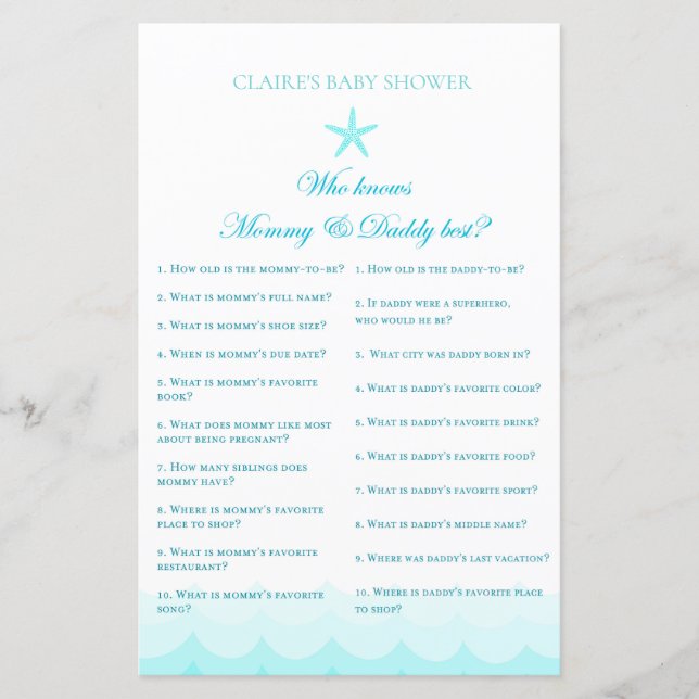 Qui connaît maman et papa - Baby shower Game (Devant)