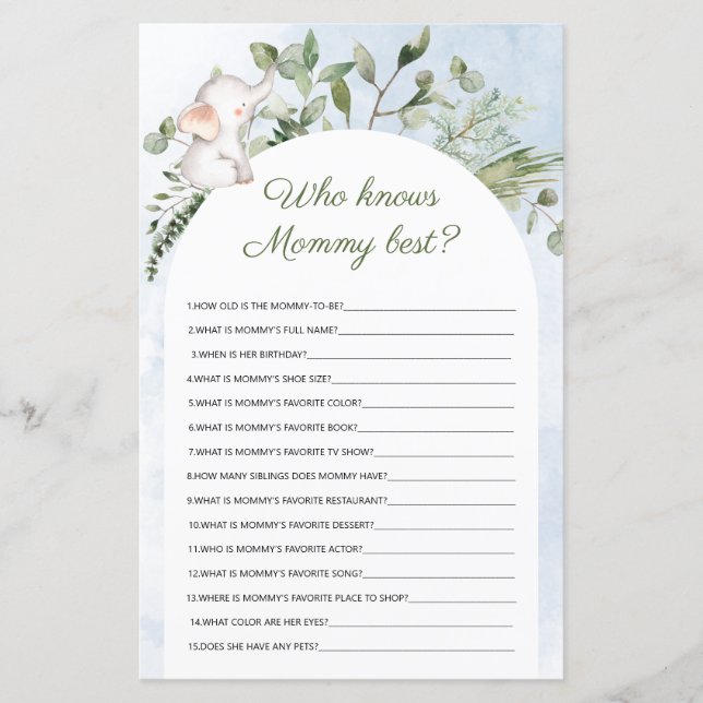 Qui connaît maman meilleur Baby shower bleu Jeu (Devant)