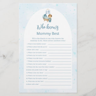 Qui connaît maman meilleur Baby shower bleu mou je