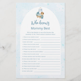 Qui connaît maman meilleur Baby shower bleu mou je