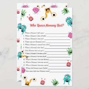 Qui Connaît Maman Meilleur Baby shower Monster Jeu