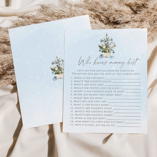 Qui connaît maman meilleur jeu de baby shower bleu (Créateur téléchargé)