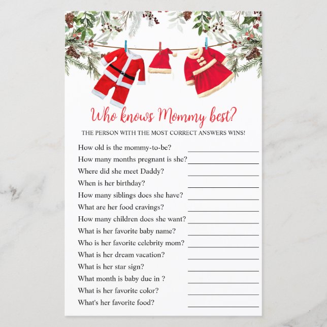 Qui connaît maman meilleur jeu de Noël (Devant)