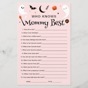 Qui connaît maman rose Halloween Baby shower jeu