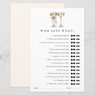 Qui dit quoi Champagne Gay Wedding shower jeu