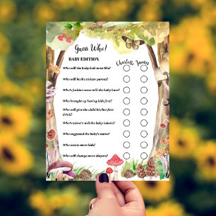 Qui est-ce ? Baby shower Game Champagne Woodland
