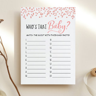 Qui est ce bébé ? Carte Baby shower de jeu