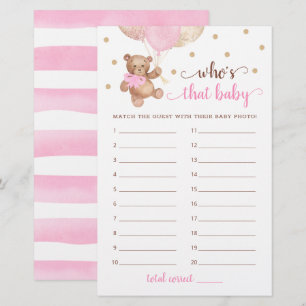 Qui est ce bébé jeu photo Baby shower Teddy Bear