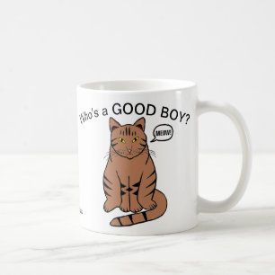 Qui est un BON GARÇON ? Mug Chat Tigré Brun