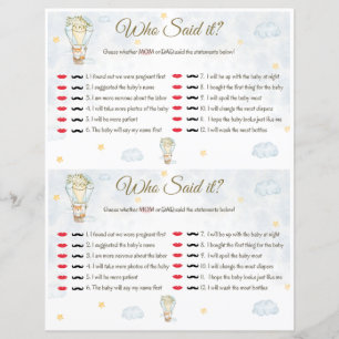 Qui L'A Dit ? Jeu baby shower
