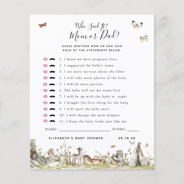Qui L'A Dit | Jeu Baby shower (Devant)