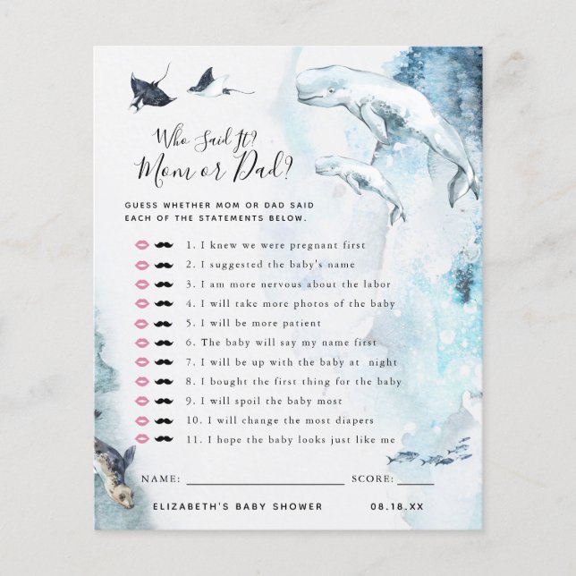 Qui L'A Dit | Jeu Baby shower (Devant)