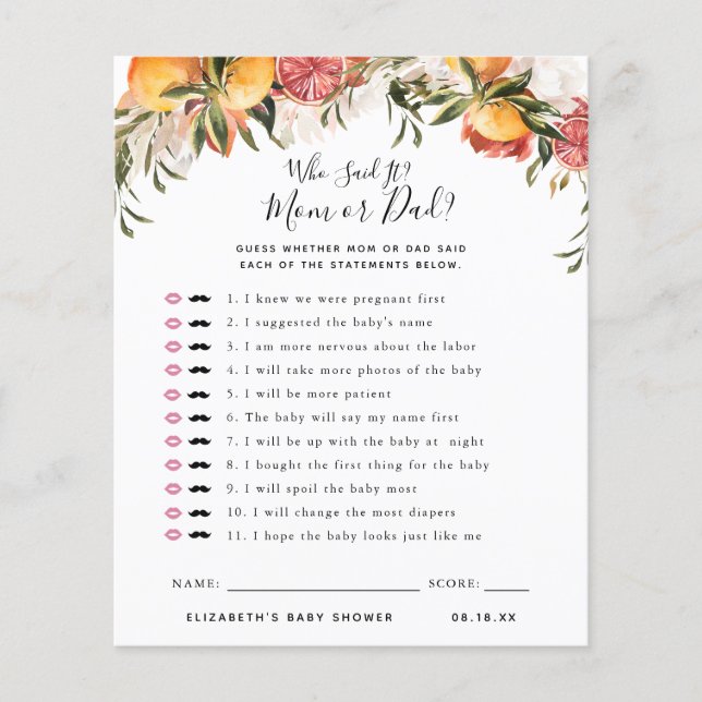 Qui L'A Dit | Jeu Baby shower (Devant)