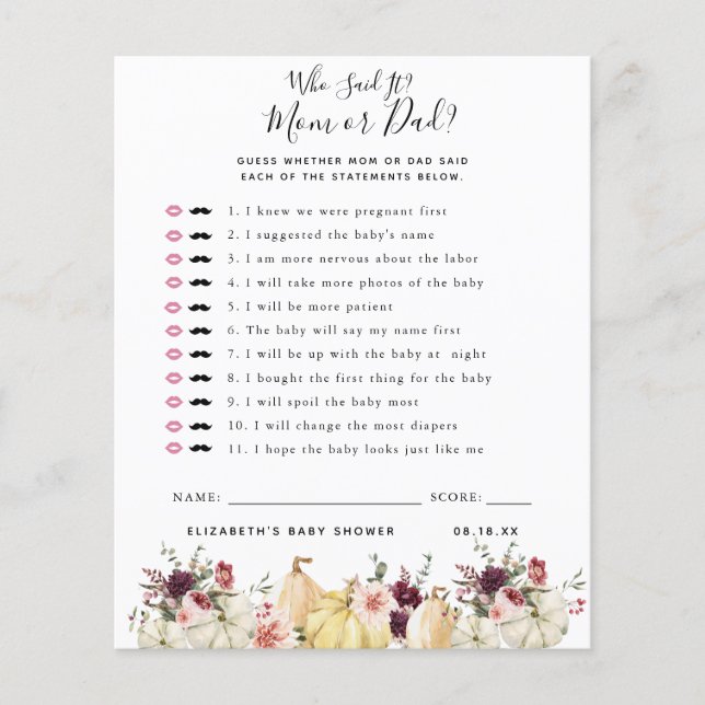 Qui L'A Dit | Jeu Baby shower (Devant)