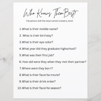 Qui les connaît le mieux ? Partie