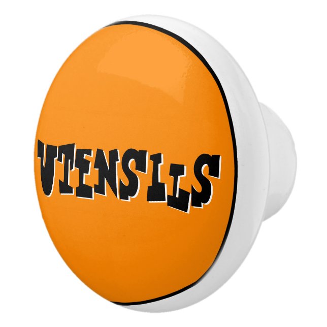 Qui où - Bouton de tiroir personnalisé (orange) (Droite)