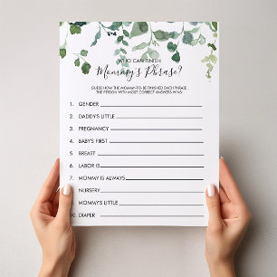 Qui peut terminer le jeu de Baby shower Phrase de
