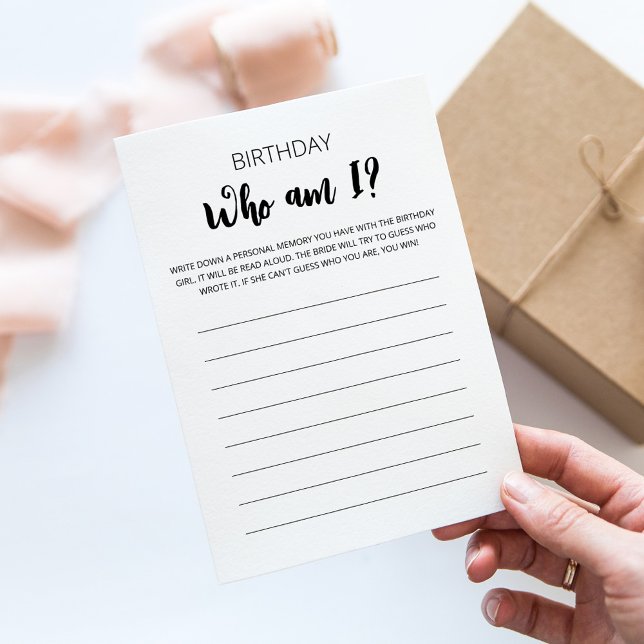 Qui suis-je ? Carte de jeu pour anniversaire (Créateur téléchargé)