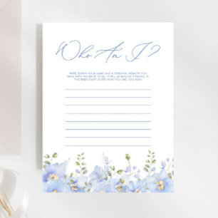 Qui suis-je Dusty Blue Floral Jeu de Baby Shower d