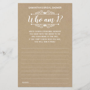 Qui suis je nuptiale douche anglais espagnol rusti