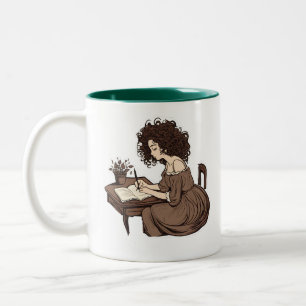 Quill & Curls : Un Moment De Journalisation Mug