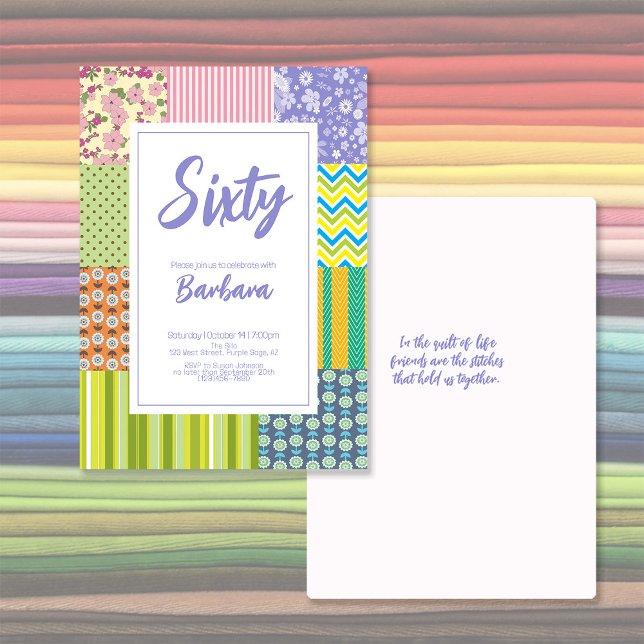Quilters Patchwork 60th Birthday Invitation (Créateur téléchargé)