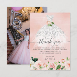 Quinceanera 15e anniversaire Carte de remerciement