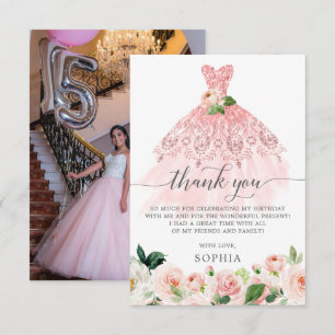 Quinceanera 15e anniversaire Carte de remerciement