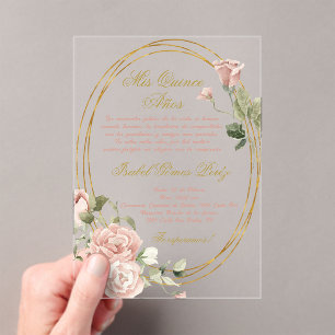Quinceanera Acrylique invitation en espagnol