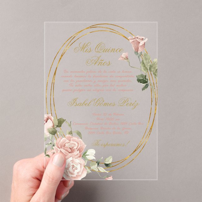 Quinceanera Acrylique invitation en espagnol (In situ (ordinateur de poche))