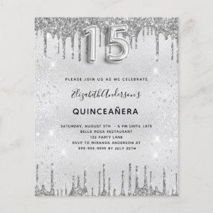 Quinceanera argent parties scintillant invitation 