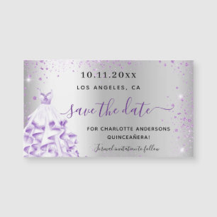 Quinceanera argent violet enregistrer l'aimant de 