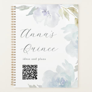 Quinceanera bleu Floral QR Code personnalisé