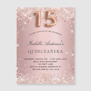 Quinceanera bleu rose rose rose or invitation aima
