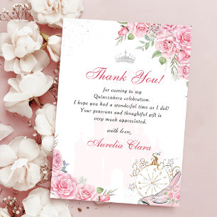 Quinceanera Blush rose Carte de remerciements de l