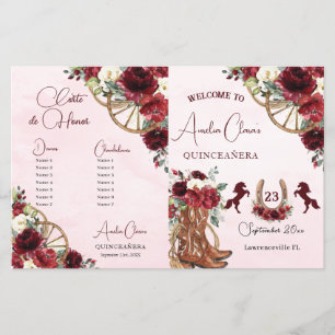 Quinceañera Bourgogne Rouge Floral Charro Programm