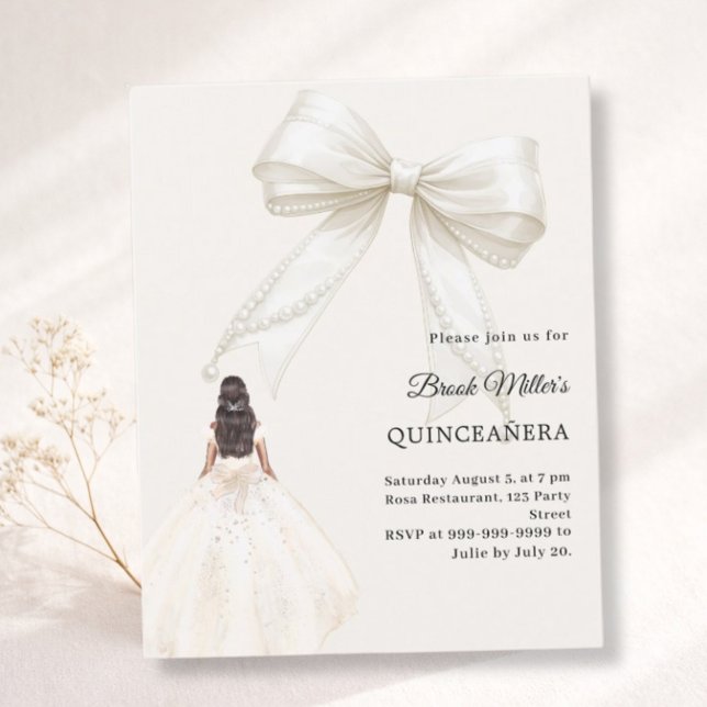 Quinceanera bow ivory dress cream invitation (Créateur téléchargé)