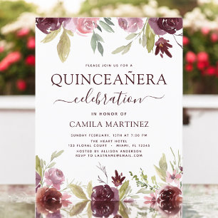 Quinceanera Budget Burgundy Blush Rose Floral