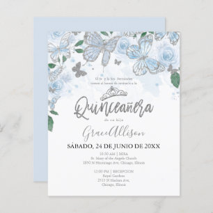 Quinceanera Butterfly Budget Invitation - Espagnol