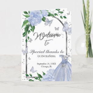 Quinceanera Butterflys Dusty Blue Gown Programmes
