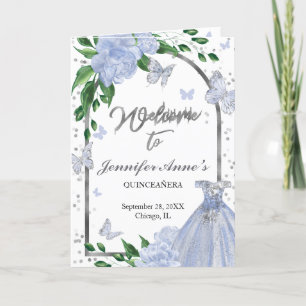 Quinceanera Butterflys Dusty Blue Gown Programmes