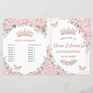 Quinceañera Cherry Blossoms Rose Gold Programme