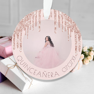 Quinceanera custom photo rose gold pink glitter