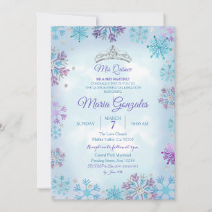 Quinceanera de Noël violet et bleu Invitation