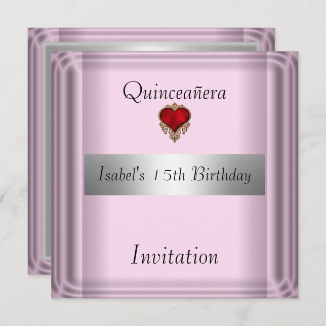 quinceanera, douce, 15, Invitation à sauvegarder l (Devant / Derrière)